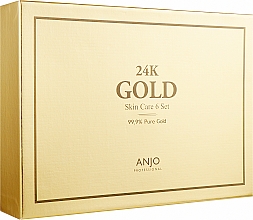 Парфумерія, косметика Набір - Anjo Professional 24K GoldSkin Care 6 Set ( toner/120ml + toner/mini/30ml + emulsion/120ml + emulsion/mini/30ml + cr/50ml + essence/35ml + ampoule/35ml + eye/cr/30ml)