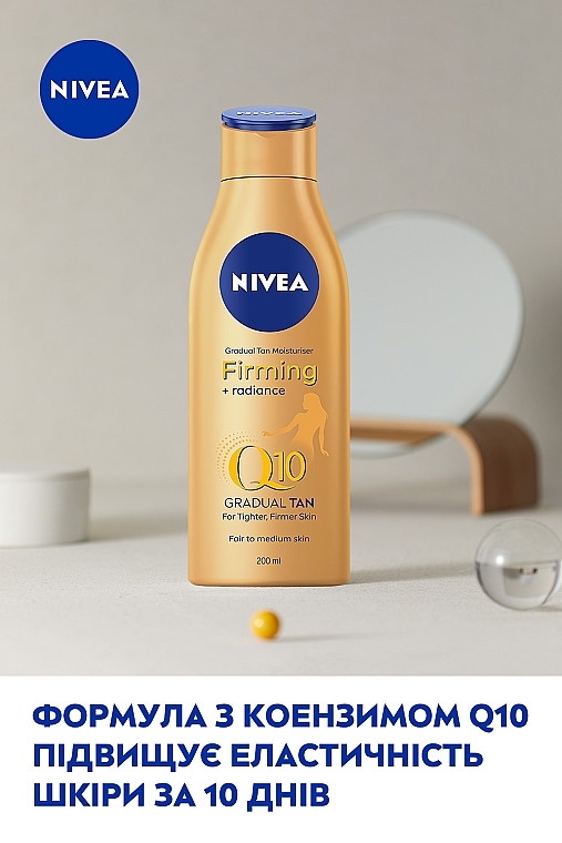 Зволожуючий лосьйон "Пружність та сяяння шкіри" - NIVEA Q10 Firming + Radiance Gradual Tan Moisturiser — фото N3