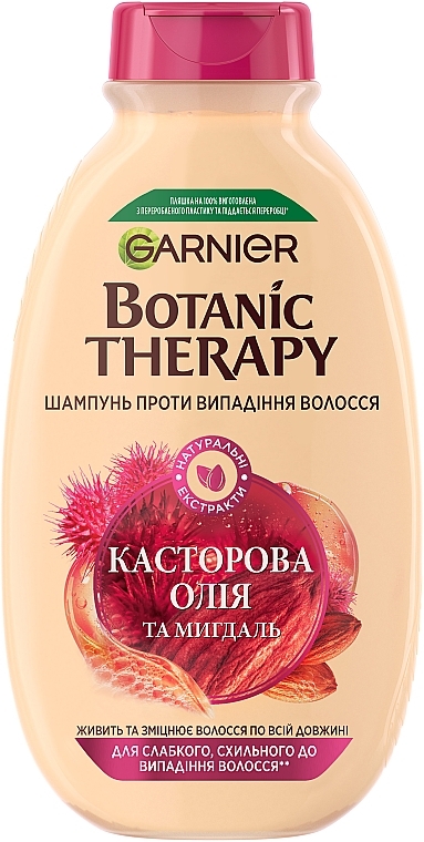 Шампунь для ослабленных волос, склонных к выпаданию "Касторовое масло и миндаль" - Garnier Botanic Therapy — фото N1