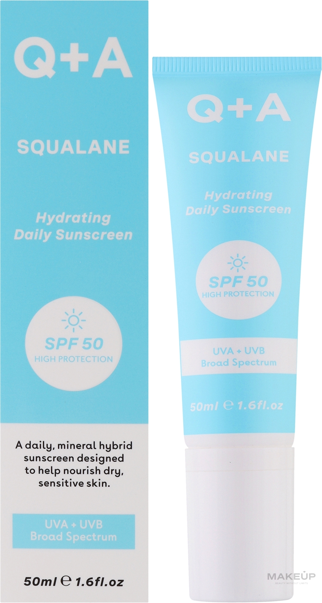 Увлажняющий солнцезащитный крем для лица - Q+A Squalane Hydrating Daily Sunscreen SPF 50 — фото 50ml