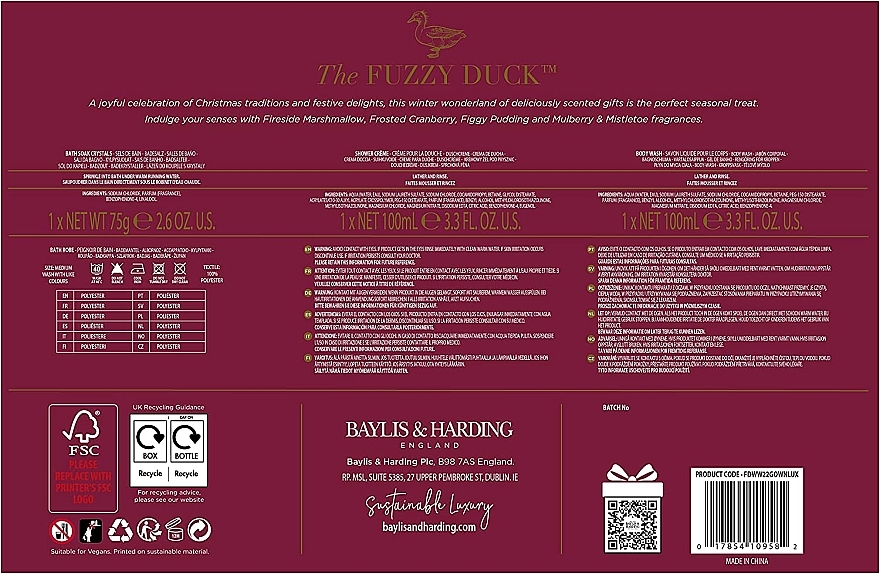Набор, 4 продукта - Baylis & Harding The Fuzzy Duck Winter Wonderland Luxury Gown — фото N3