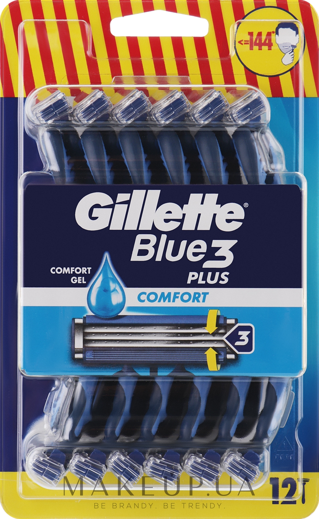 Набір одноразових станків для гоління, 12 шт. - Gillette Blue3 Plus Comfort — фото 12шт