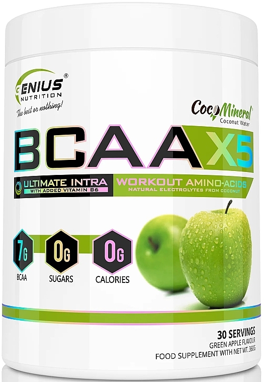 Аминокислота "BCAA-X5", зеленое яблоко - Genius Nutrition Green Apple — фото N1