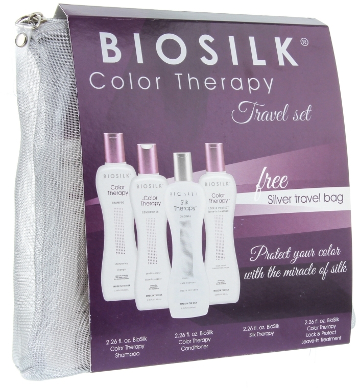 Дорожный набор "Защита цвета" - Biosilk Color Therapy Travel Set (shm/69ml + cond/69ml + cond/69ml + silk/69ml)