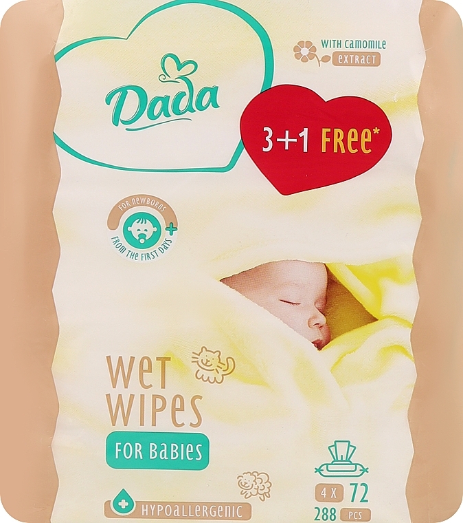 Влажные салфетки для детей с экстрактом ромашки, с клапаном - Dada With Camomile Extract Wipes — фото N1