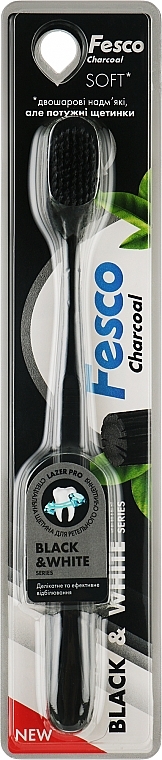 Зубная щетка мягкая, черная - Fesco Black and White Series Soft — фото N2