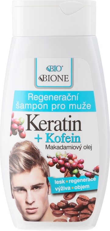 Мужской шампунь для волос - Bione Cosmetics Keratin + Caffeine Regenerative Shampoo For Men