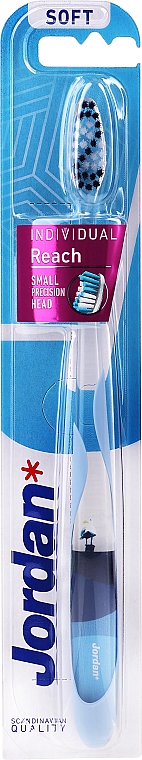 Зубная щетка мягкая, голубая с чайкой - Jordan Individual Reach Soft — фото N1
