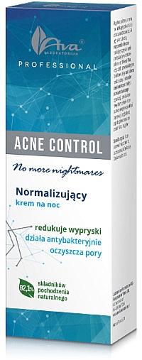 Нормализующий ночной крем для лица - Ava Laboratorium Acne Control Professional No More Nightmares Normalising Night Cream — фото N1