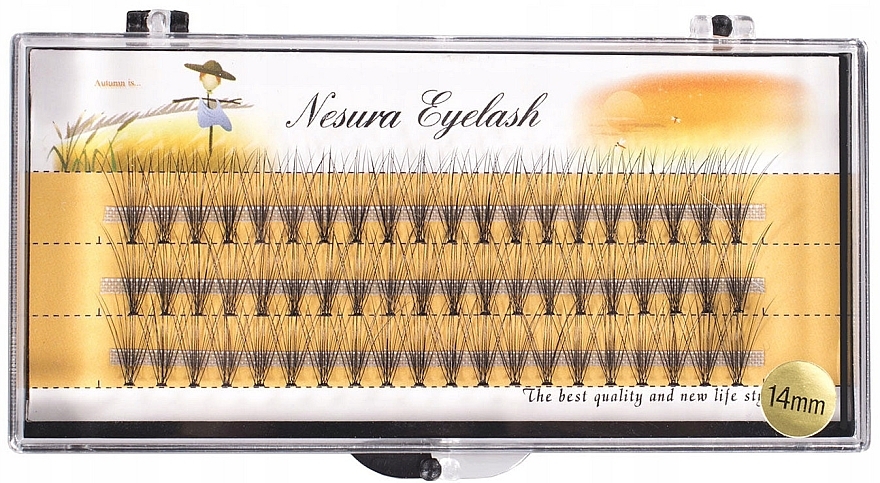 Накладные ресницы пучковые C 14 мм, 60 шт. - Nesura Eyelash Premium — фото N1