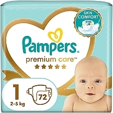 Подгузники Premium Care 1 (2-5 кг), 72 шт. - Pampers — фото N1