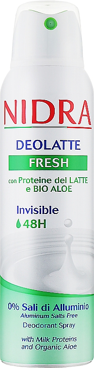 Дезодорант освежающий с молочными протеинами и алоэ - Nidra Deolatte Fresh 48H Spray — фото N1