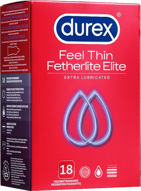 Презервативы, 18 шт - Durex Feel Thin Fetherlite Elite Extra Lubricated — фото N1