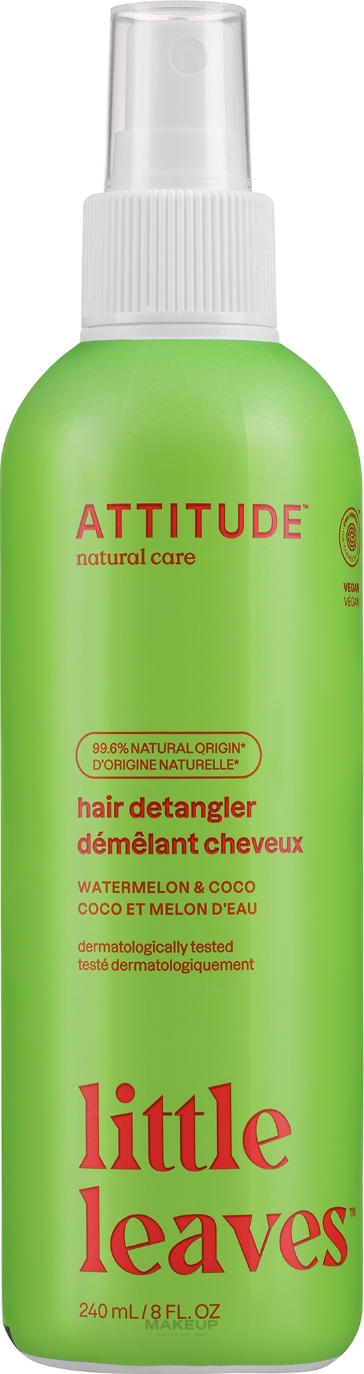 Спрей для волосся - Attitude Little Leaves Kids Hair Detangler Watermelon and Coco — фото 240ml