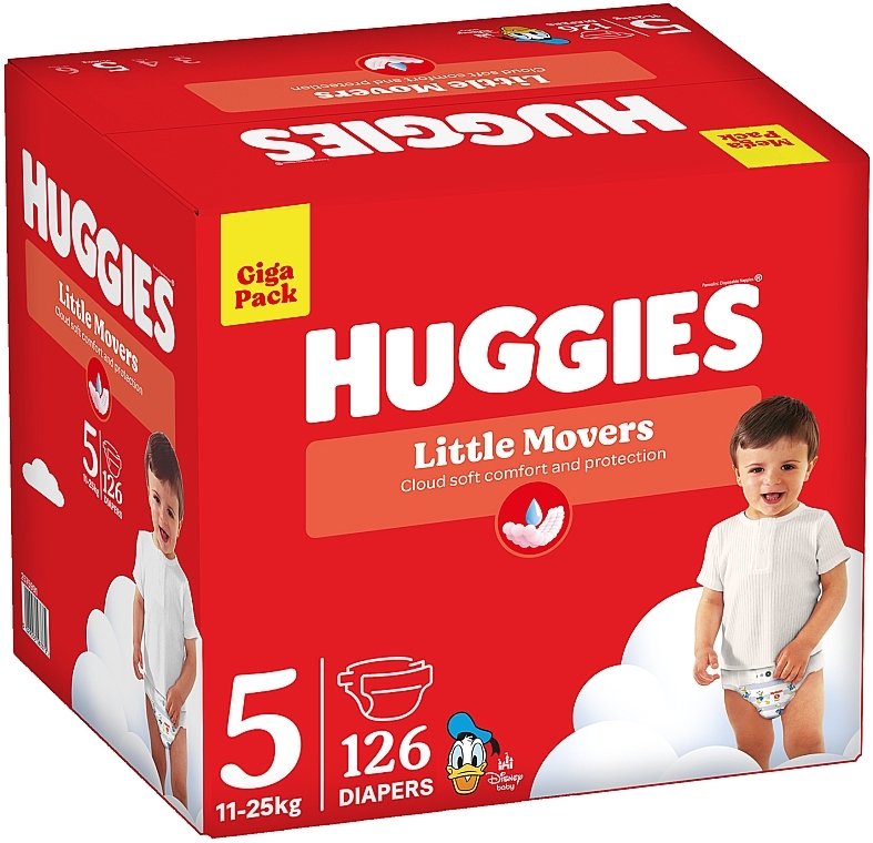 Подгузники Little Movers, 5 (11-25 кг), 126 шт - Huggies Giga Pack — фото N2