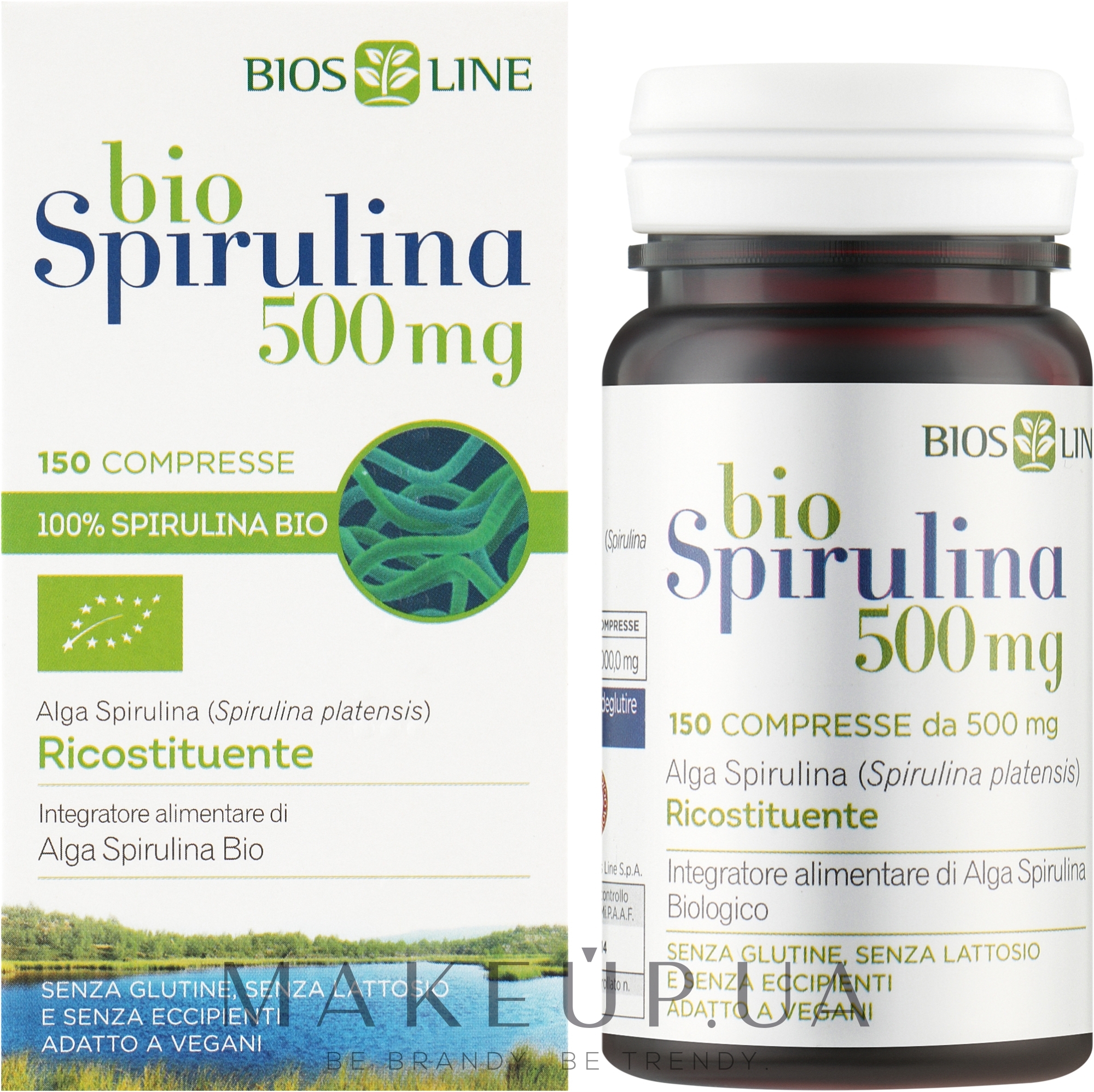 Пищевая добавка "Спирулина", 500 мг - BiosLine Principium Bio Spirulina — фото 150шт