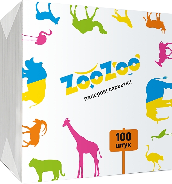 Сухі паперові серветки ZooZoo, 100 штук, білі - Сніжна панда — фото N1