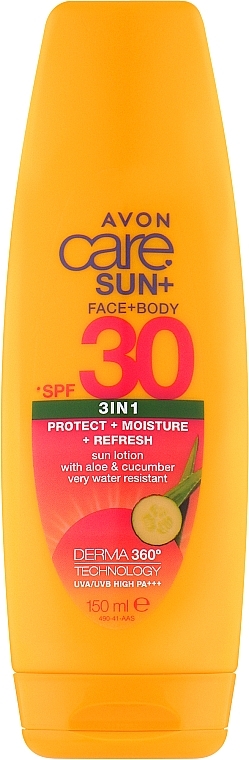 Сонцезахисний лосьйон 3 в 1 - Avon Care Sun+ 3 in 1 Face + Body Sun Lotion SPF30 — фото N1