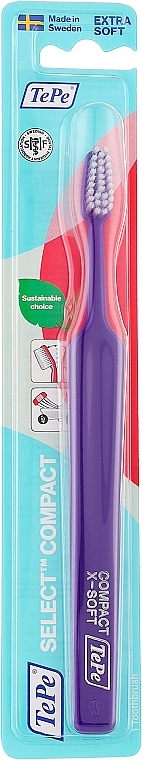 Зубная щетка, экстрамягкая, фиолетовая - TePe Compact X-Soft Toothbrush — фото N1