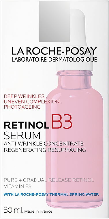 Інтенсивна антивікова корегуюча сироватка проти глибоких  зморшок, нерівного тону та текстури шкіри обличчя - La Roche-Posay Retinol B3 Pure Retinol Serum — фото N3