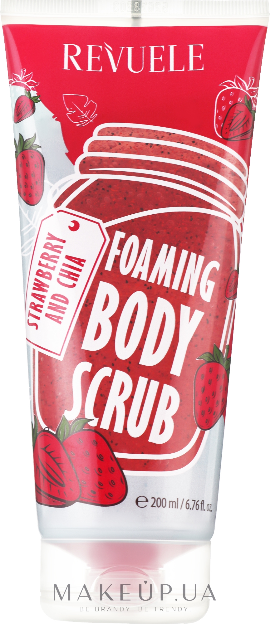 Пінливий скраб для тіла "Полуниця та насіння чіа" - Revuele Foaming Body Scrub Strawberry and Chia — фото 200ml