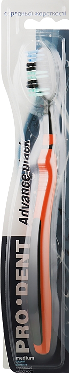 Зубная щетка "Advance black", средней жесткости, черно-оранжевая - Pro Dent — фото N1