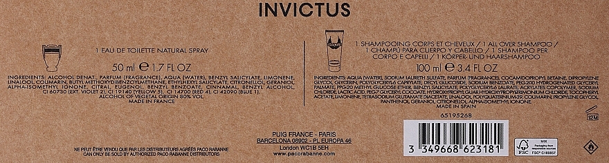 Paco Rabanne Invictus Eau de Toilette Xmas Giftset - Набір (edt/50ml + sh/gel/100ml) — фото N3