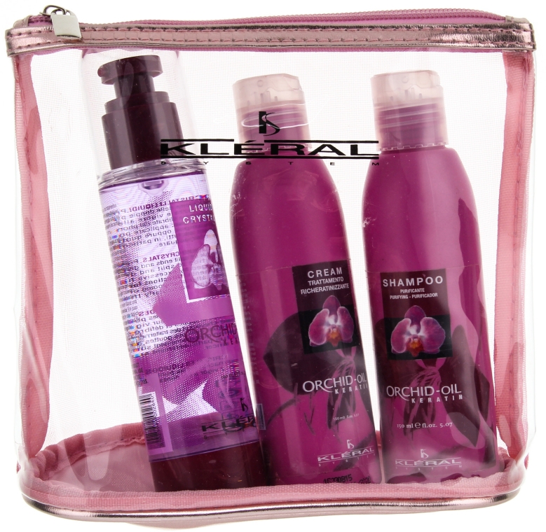 Набор в косметичке - Kleral System Orchid Oil Kit (shmp/150ml + mask/150ml + serum/100ml + bag)