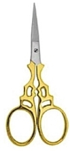 Ножницы маникюрные - Accuram Instruments Half Gold Fancy Enbroider Scissor Str 9cm — фото N1