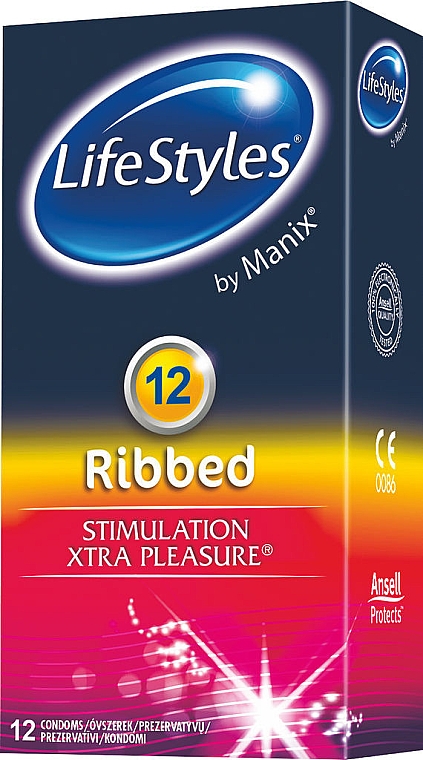 Презервативи, 12 шт. - LifeStyles Ribbed — фото N1