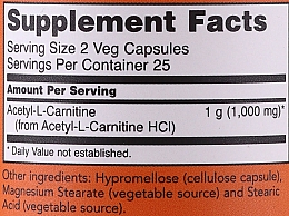 Харчова добавка "Ацетил Л-карнітин", 500 мг - Now Foods Acetyl-L Carnitine — фото N3