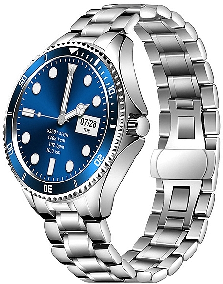 Смарт-часы для мужчин, стальные, серебристо-синие - Garett Smartwatch Men Ocean RT — фото N1