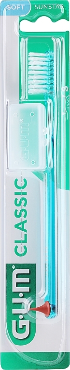Зубна щітка "Classic 409", м'яка, бірюзова - G.U.M Soft Compact Toothbrush — фото N1