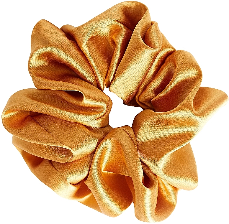 Резинка для волосся з натурального шовку, пишна, золота - de Lure Scrunchie — фото N1