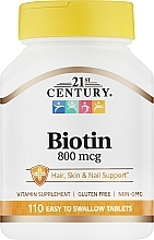 Парфумерія, косметика Харчова добавка "Біотин", 110 табл. - 21th Century Biotin