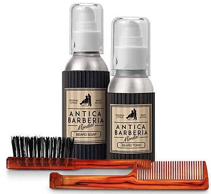 Набор - Mondial Antica Barberia Beard Gift Pack (soap/100ml + tonik/50ml + accessories/2pcs) — фото N2