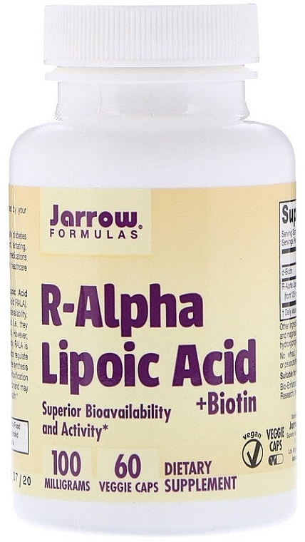 Харчові добавки - Jarrow Formulas R-Alpha Lipoic Acid + Biotin — фото N1