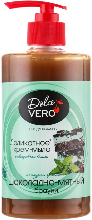 Крем-мило "Шоколадно-м'ятний брауні", з дозатором - Aqua Cosmetics Dolce Vero — фото N1