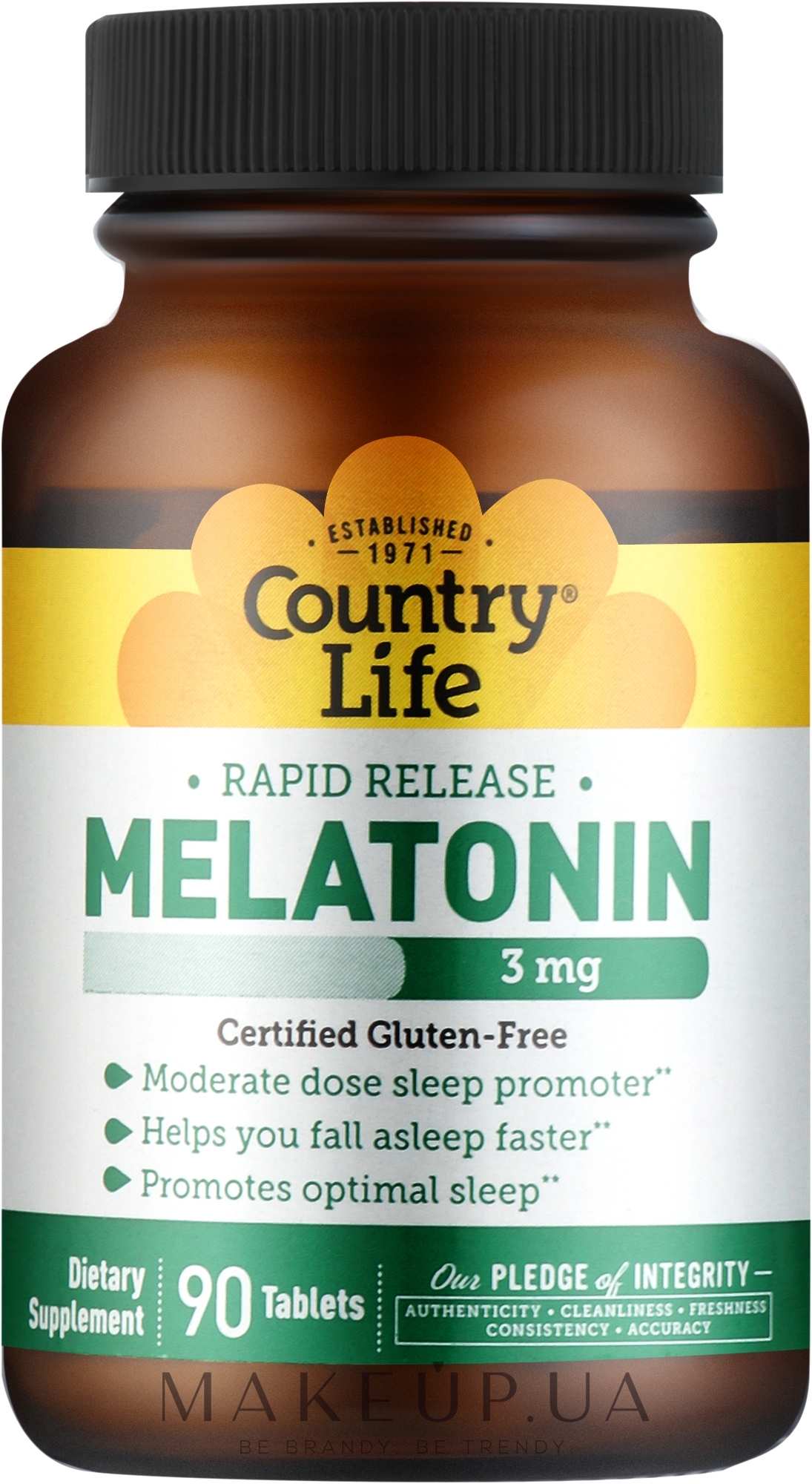 Витаминно-минеральный комплекс "Мелатонин 3 мг" - Country Life Melatonin  — фото 90шт