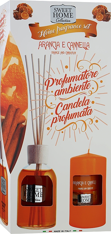 Набір "Апельсин і кориця" - Sweet Home Collection Home Fragrance Set (diffuser/100ml + candle/135g) — фото N1
