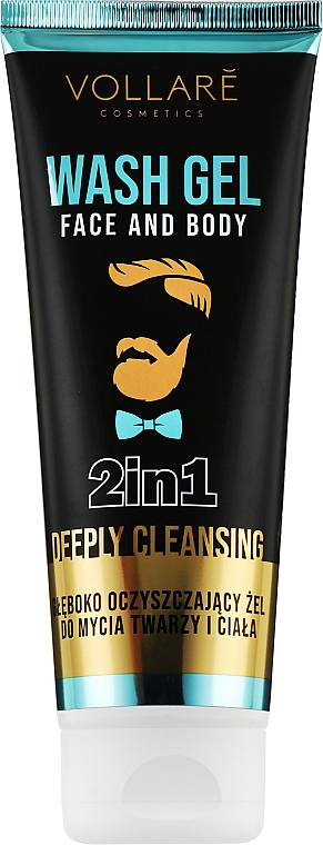 Очищающий гель для лица и тела - Vollare Face & Body Wash Gel 2in1 Deeply Cleansing Men — фото N1