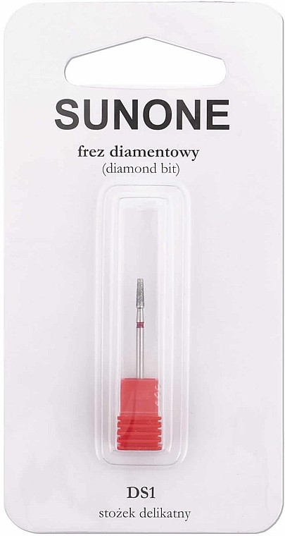 Алмазная фреза DS1 "Усеченный конус", деликатная, красная - Sunone Diamond Nail Drill — фото N1