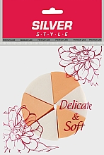 Спонж для макияжа 6в1 "Треугольники", SP-211 - Silver Style — фото N2