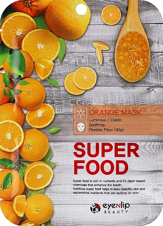 Тканинна маска для обличчя - Eyenlip Super Food Orange Mask