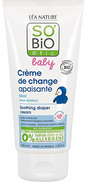 Заспокійливий крем під підгузок - So'Bio Etic Baby Soothing Diaper Cream — фото N1