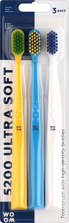 Набір зубних щіток, мікс кольорів, 3 шт. - Woom 5200 Ultra Soft — фото N1
