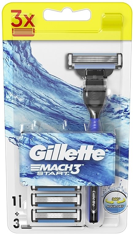 Бритва з трьома змінними насадками - Gillette Mach3 Start — фото N3