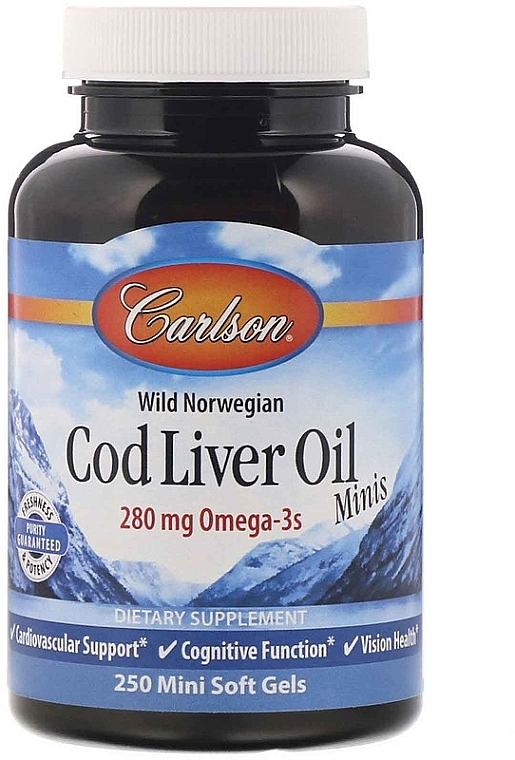 Олія печінки тріски, 280мг - Carlson Labs Cod Liver Oil Minis — фото N1