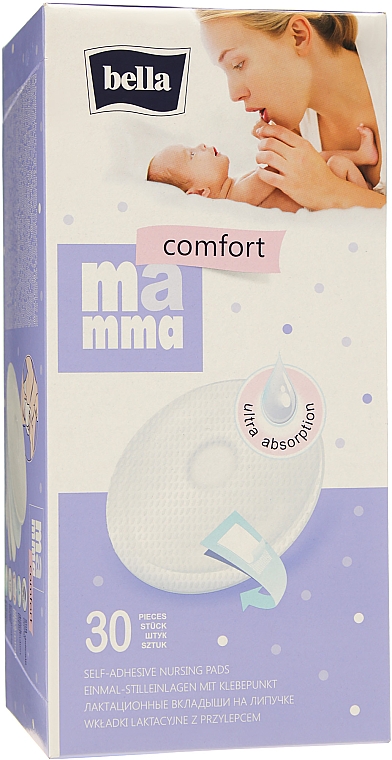 Лактационные вкладыши "Mamma Comfort" с липкой полосой - Bella — фото N1