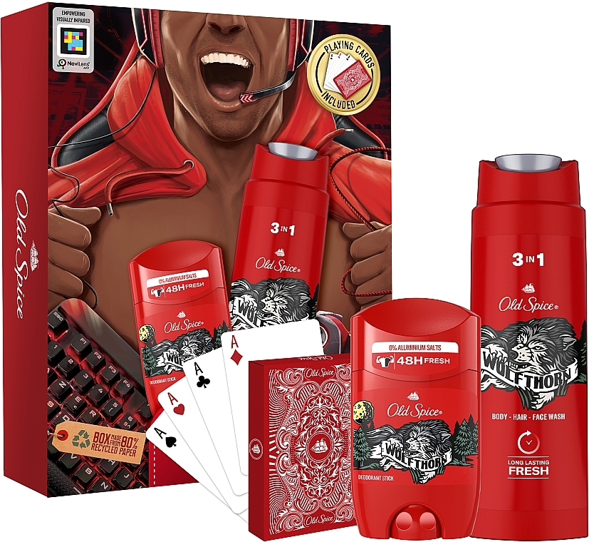 Набор - Old Spice The Legend Wolfthorn (sh/gel/250ml + deo/50ml + cards) — фото N1